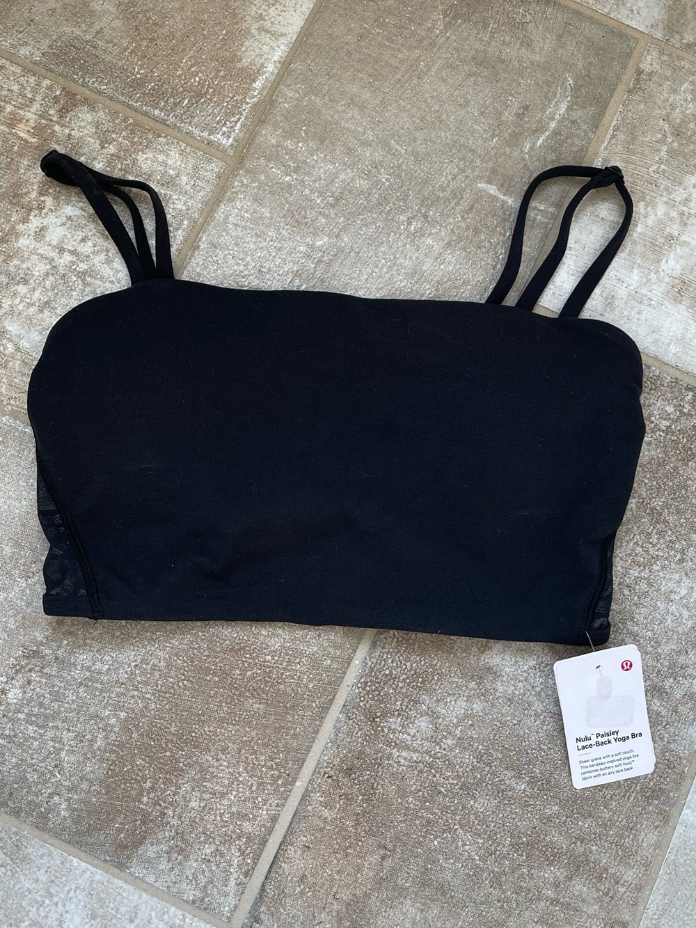 Lululemon NWT Black Nulu Paisley Lace-Back Yoga Bra